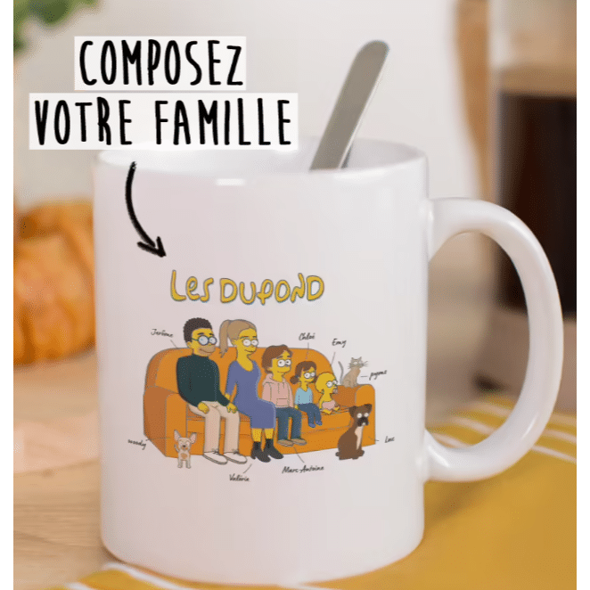 cadeau mignon pour papy - mug cartoon famille