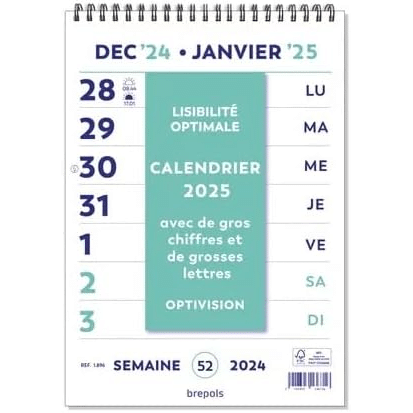 calendrier à gros chiffres