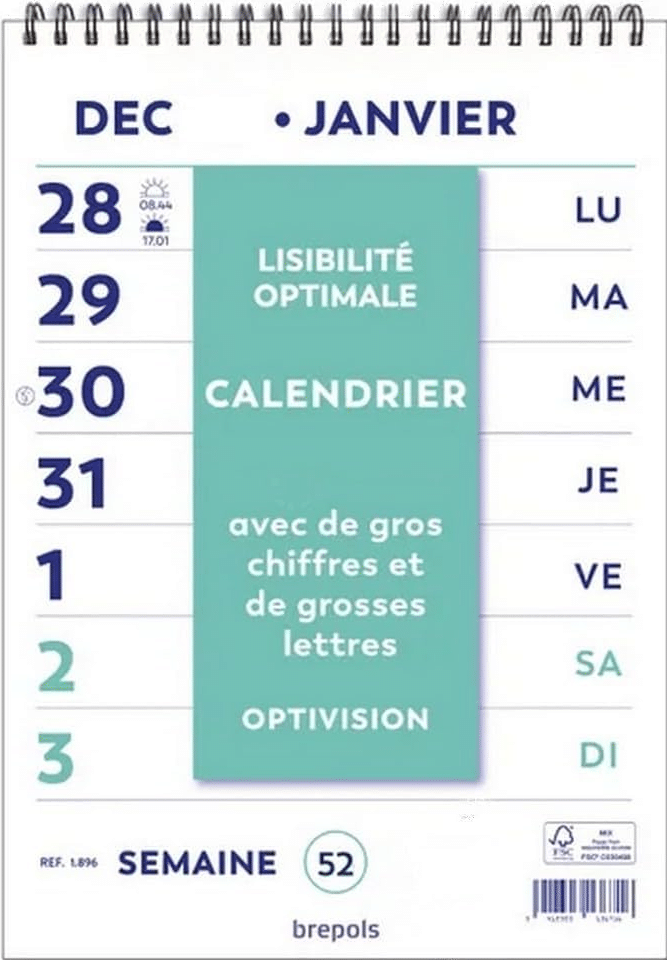 calendrier à gros chiffres - cadeau pour Grand-père