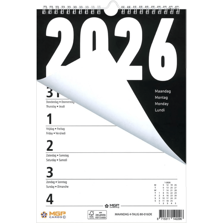 calendrier à gros chiffres